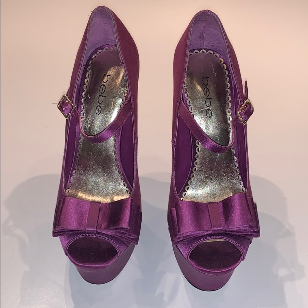 Bebe Purple Satin Heels
